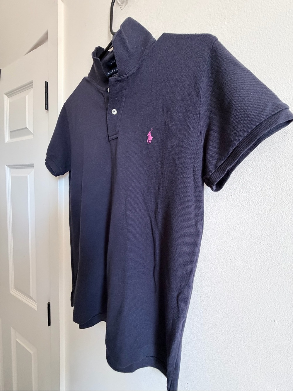 Ralph Lauren Kids Navy Polo with Pink Pony Embroidery